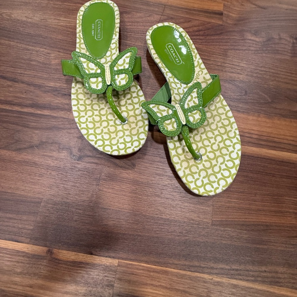Coach Green Butterfly Sandals